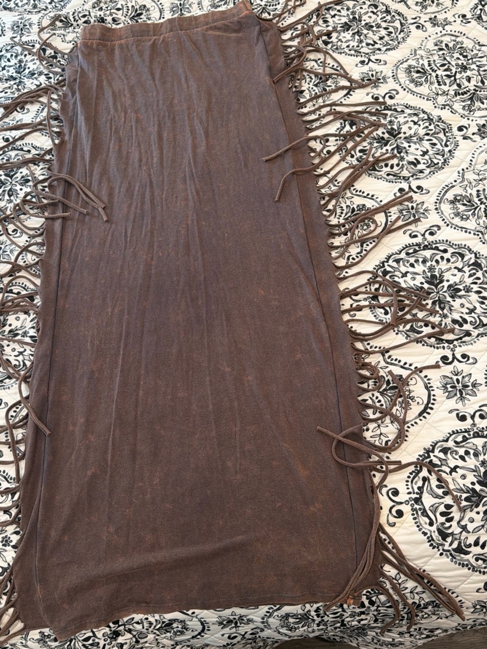 Fashion Nova Dark Brown Ribbed Waistband Skirt